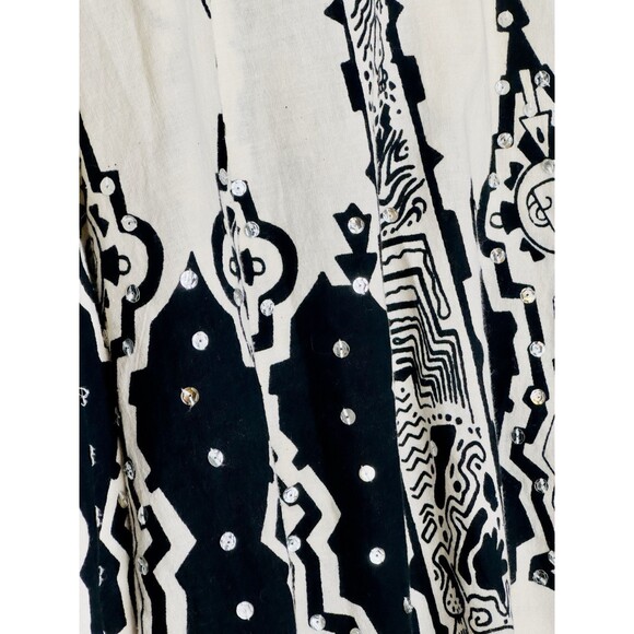 Cotton express Skirt Large Black And White Boho Gypsy Prairie Peasant Skirt - Picture 7 of 8